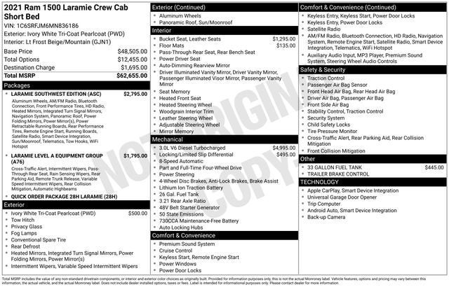 2021 RAM 1500 Laramie Crew Cab 4x4 5'7" Box