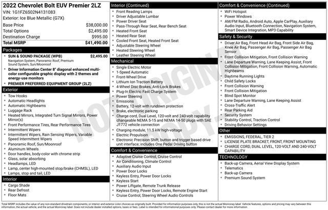 2022 Chevrolet Bolt EUV Premier