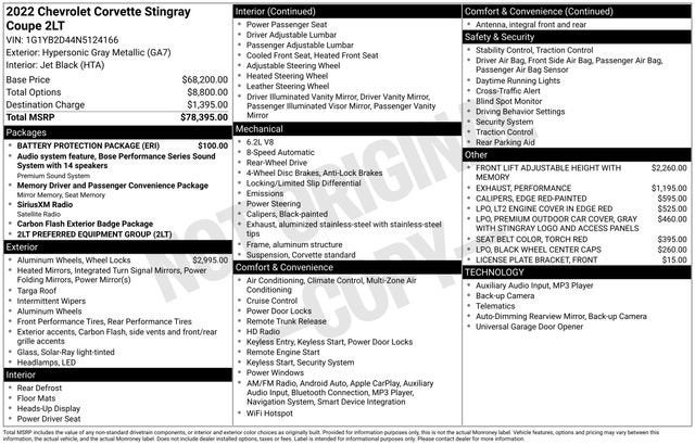 2022 Chevrolet Corvette Stingray 2LT