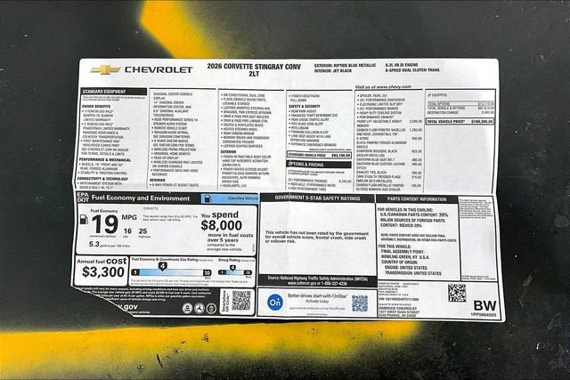 2026 Chevrolet Corvette Stingray 2LT