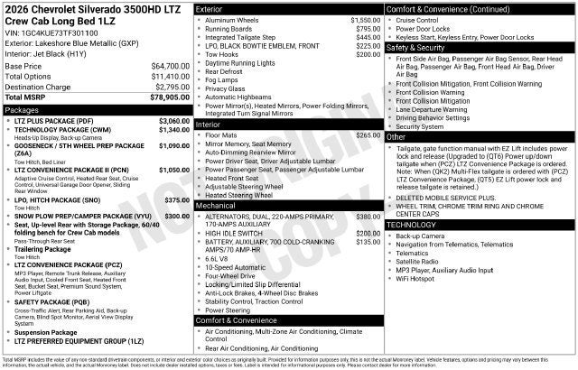 2026 Chevrolet Silverado 3500 HD LTZ DRW
