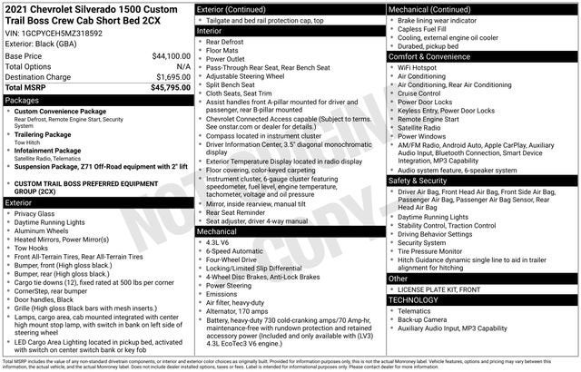 2021 Chevrolet Silverado 1500 Custom Trail Boss