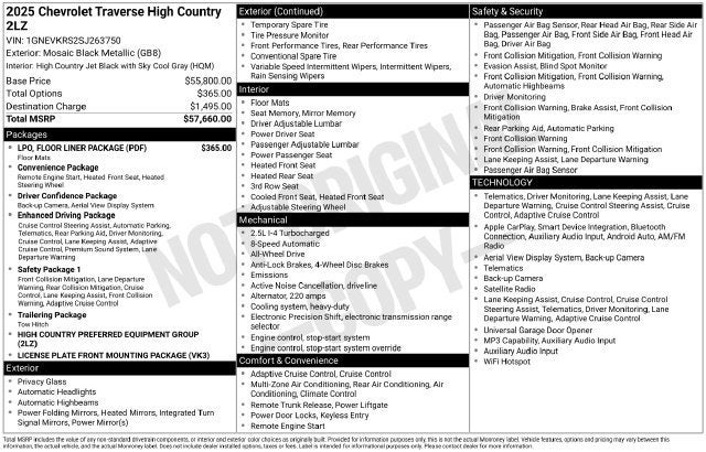 2025 Chevrolet Traverse High Country