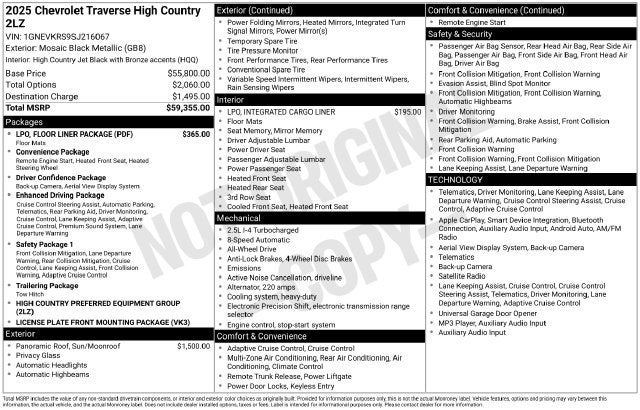 2025 Chevrolet Traverse High Country