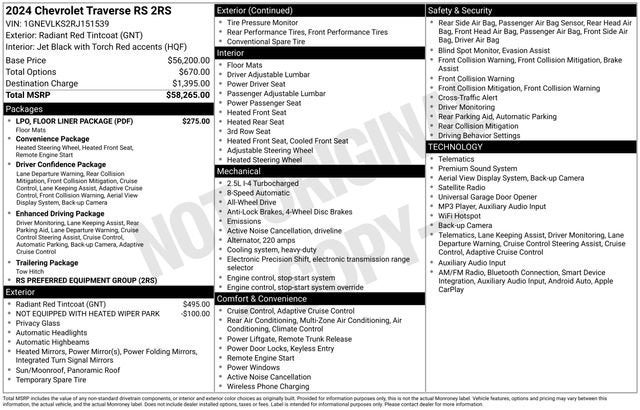 2024 Chevrolet Traverse RS