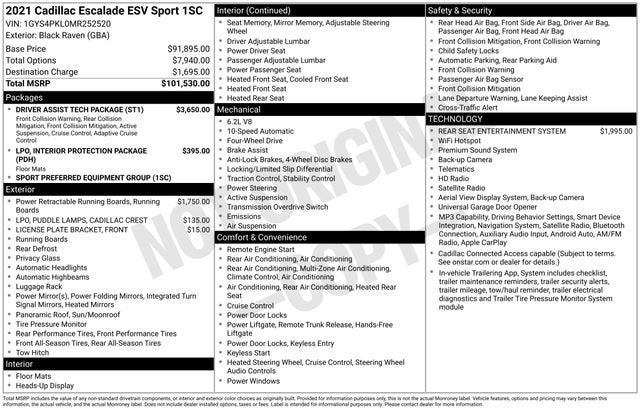 2021 Cadillac Escalade ESV Sport