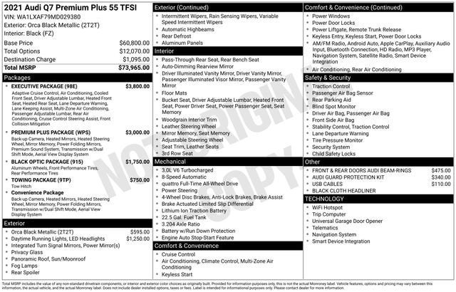2021 Audi Q7 Premium Plus 55 TFSI quattro Tiptronic